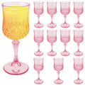Pink Plastic Wine Glasses — Set of 12