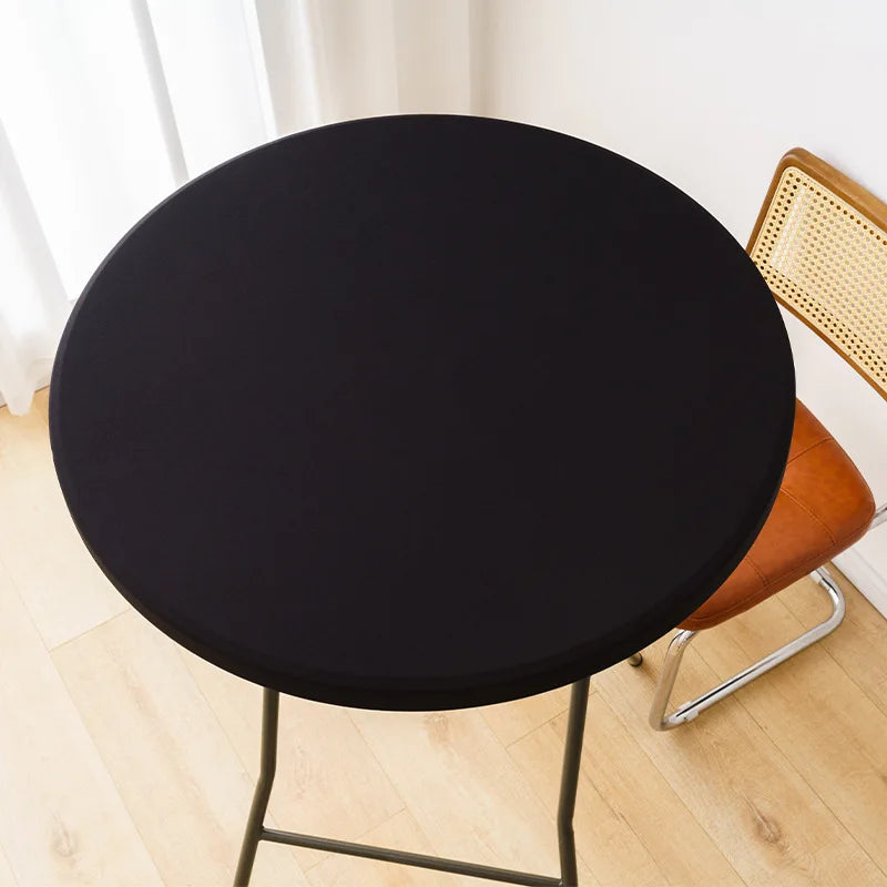 Spandex Stretch Cocktail Table Top Cover Fitted Round Tablecloth Elastic Edge Table Topper Cap for Dining Wedding Party Picnic