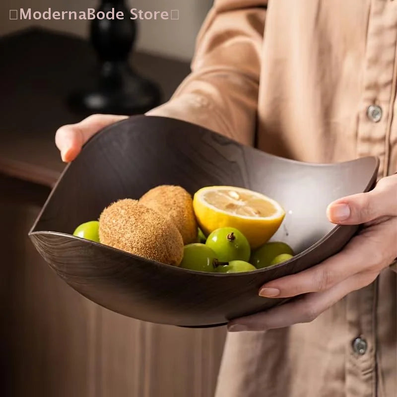 Large Wood Grain Plastic Party Bowl | Salad, Fruit & Candy Serving Bowl for Events