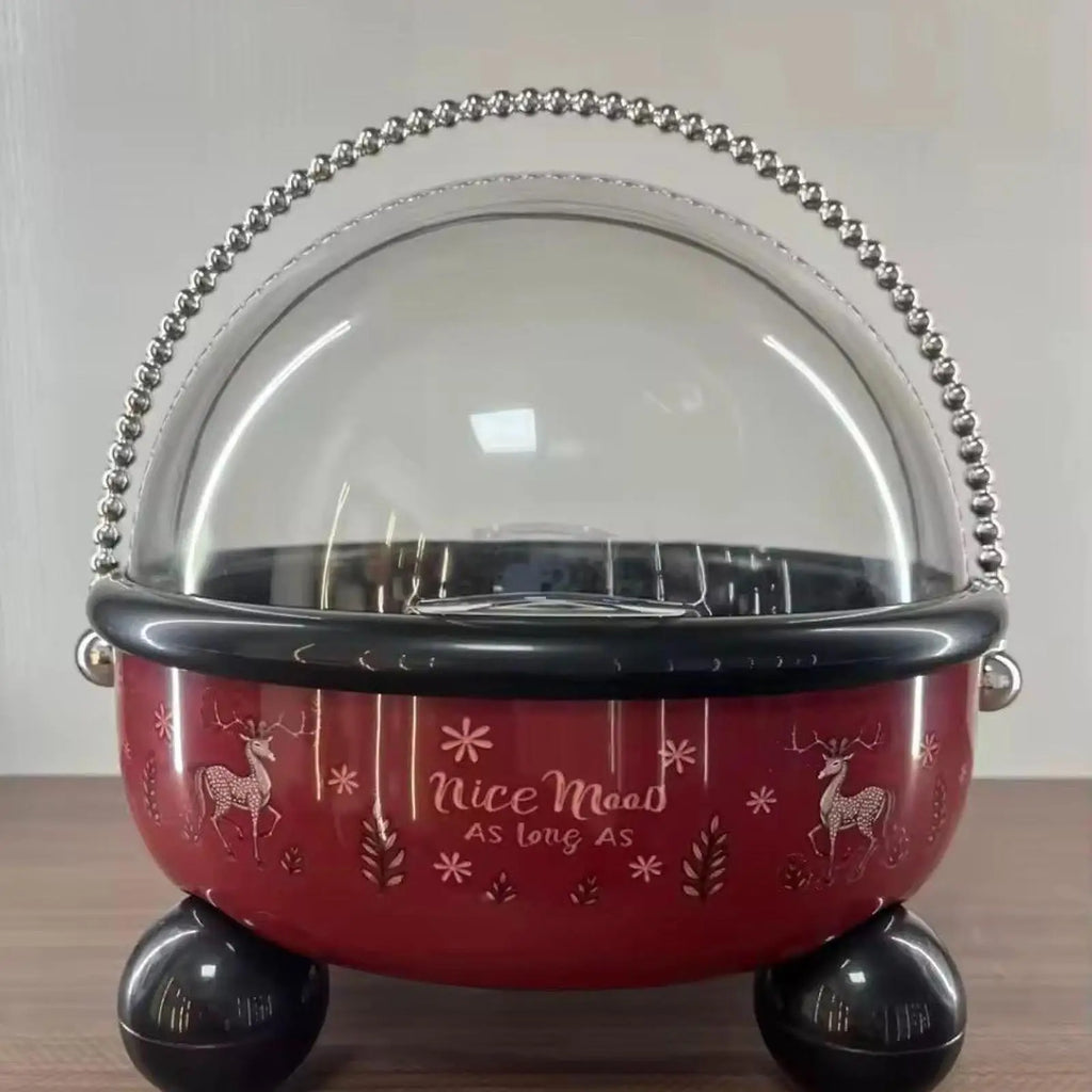 Lidded Pedestal Fruit & Snack Bowl with Chain Handle