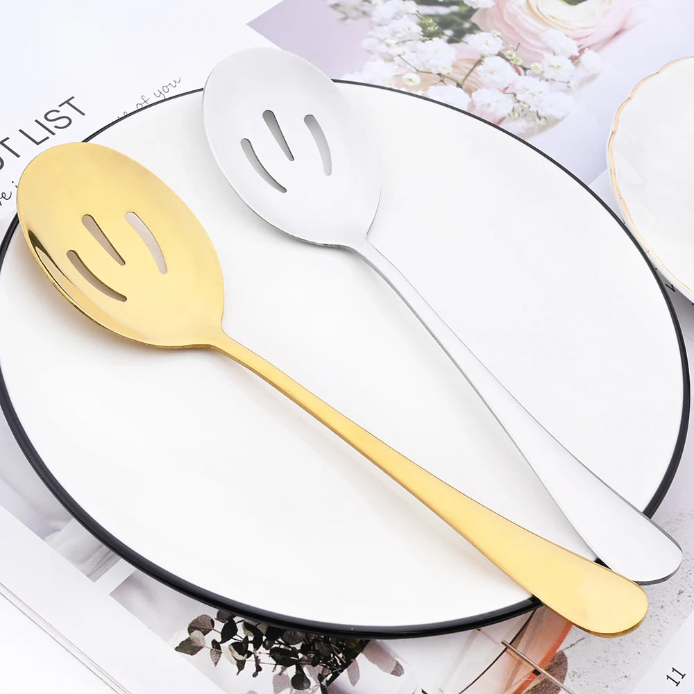 5-Piece Stainless Steel Serving Utensil Set | Buffet Flatware | 7 Colors