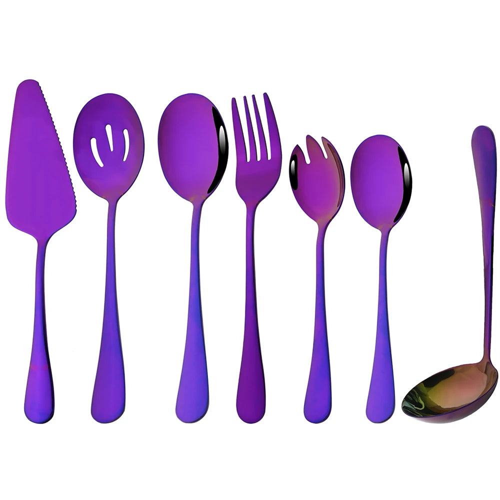5-Piece Stainless Steel Serving Utensil Set | Buffet Flatware | 7 Colors