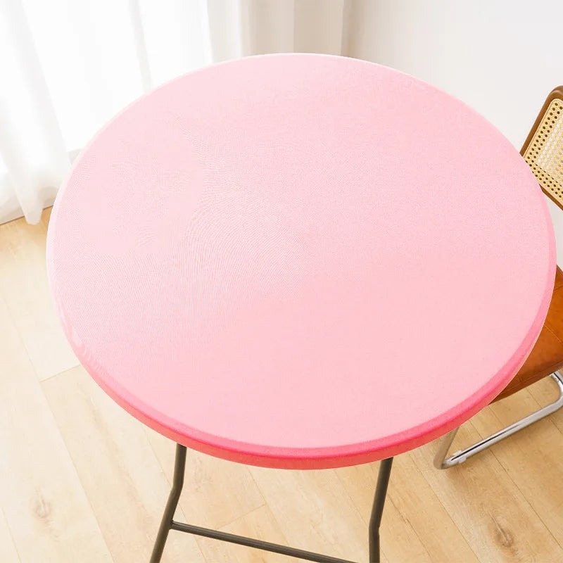 Spandex Stretch Cocktail Table Top Cover Fitted Round Tablecloth Elastic Edge Table Topper Cap for Dining Wedding Party Picnic