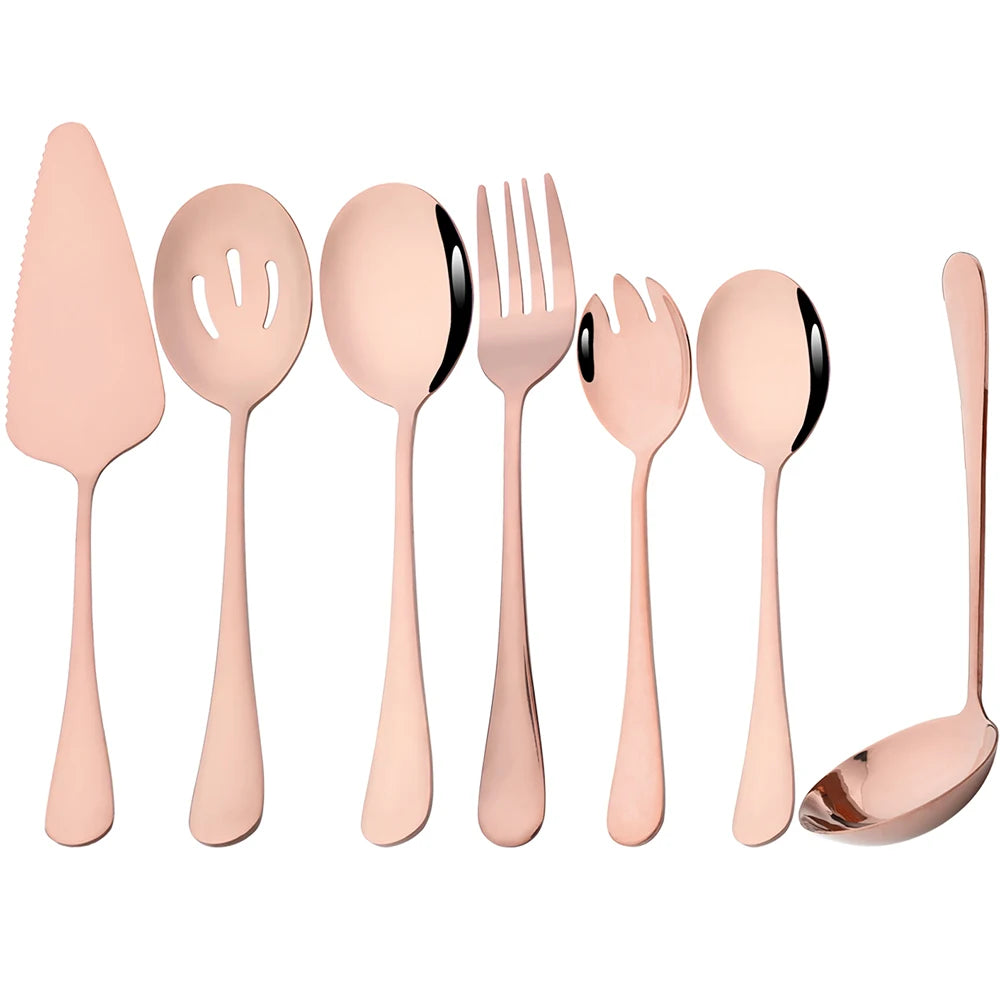 5-Piece Stainless Steel Serving Utensil Set | Buffet Flatware | 7 Colors