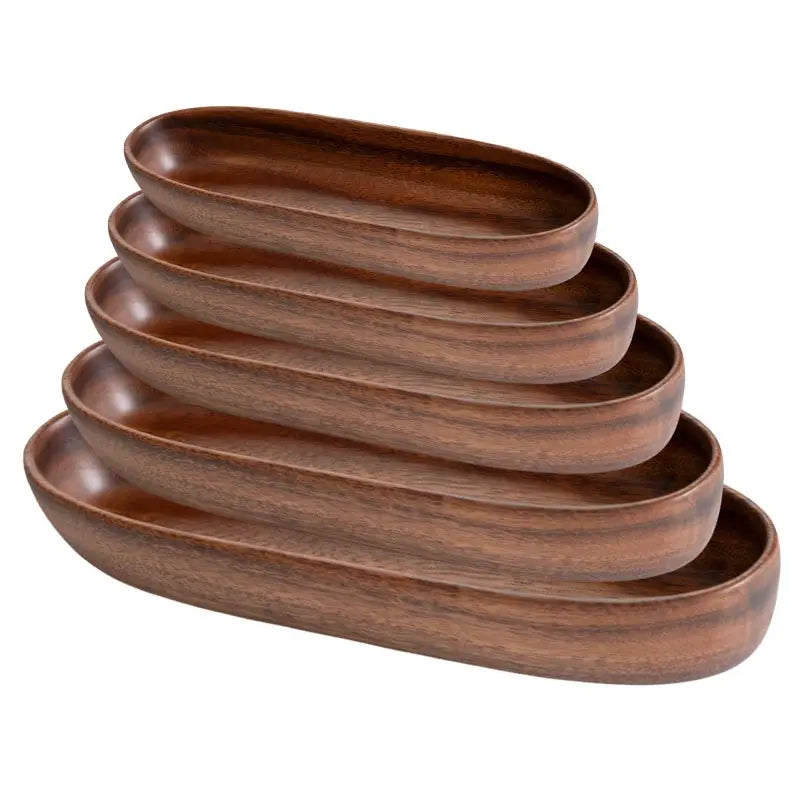 Walnut Wood Boat-Shaped Serving Bowl | Salad, Fruit & Bread Tray | 5 Sizes