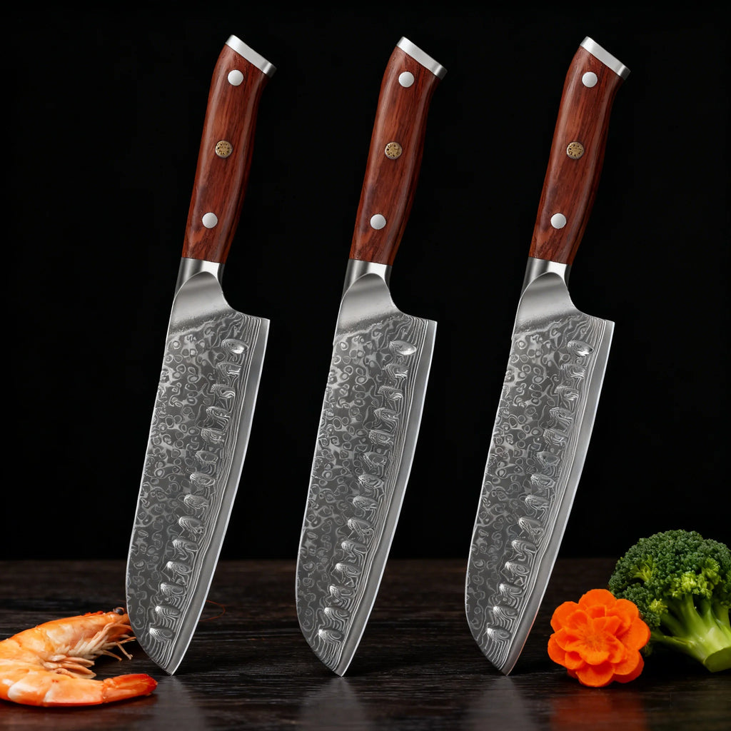 67-Layer Damascus Steel Kitchen Knife Set – Cleaver, Chef & Fruit Knives (1–4 Piece)