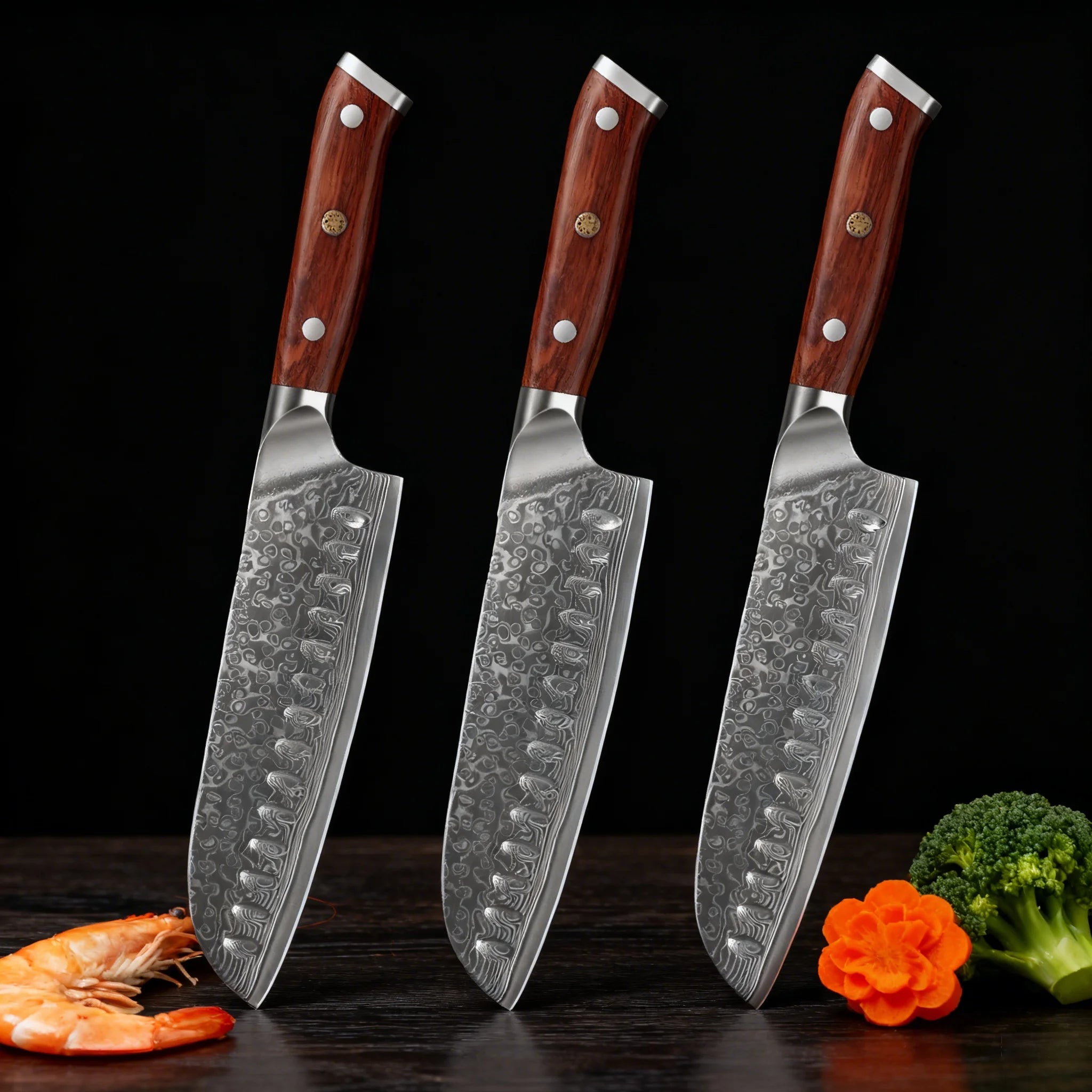 67-Layer Damascus Steel Kitchen Knife Set – Cleaver, Chef & Fruit Knives (1–4 Piece)