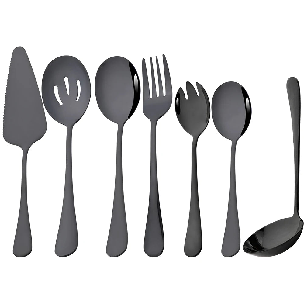 5-Piece Stainless Steel Serving Utensil Set | Buffet Flatware | 7 Colors