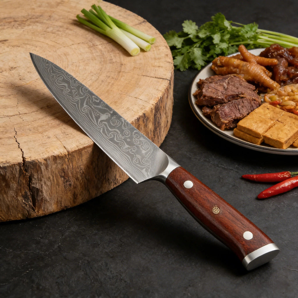 67-Layer Damascus Steel Kitchen Knife Set – Cleaver, Chef & Fruit Knives (1–4 Piece)