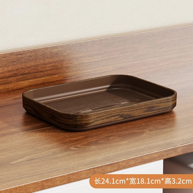 Extra-Thick Wood Grain Rectangular Serving Trays - Multi-Purpose Plates for Home Kitchen, Restaurant & Commercial Catering Use