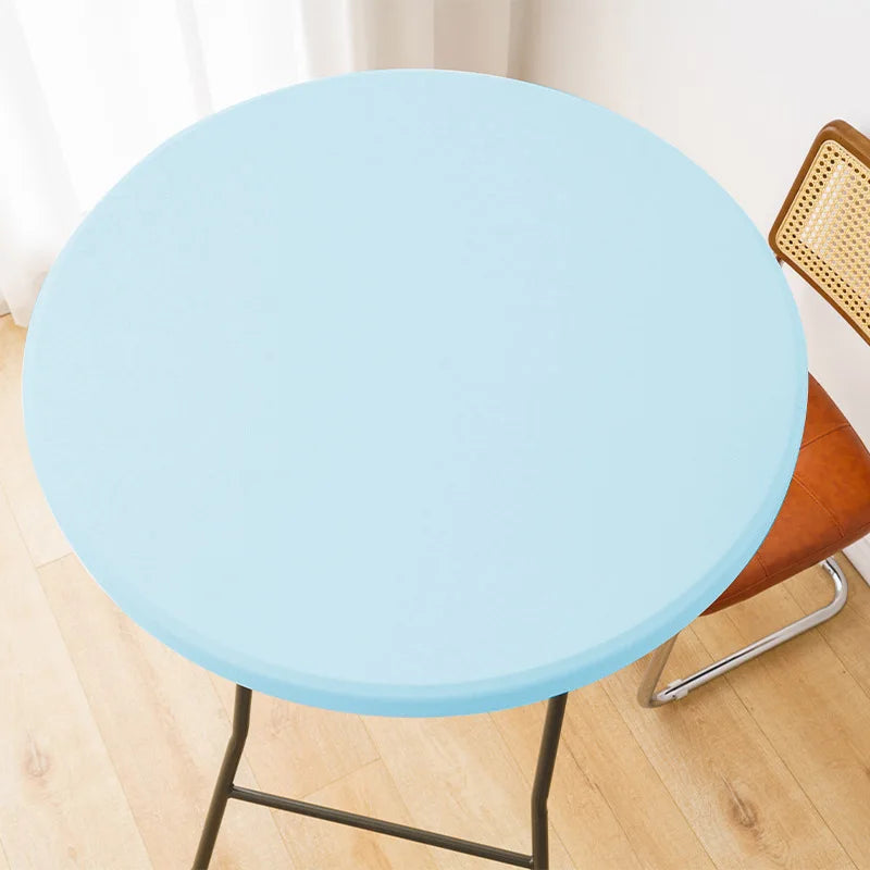 Spandex Stretch Cocktail Table Top Cover Fitted Round Tablecloth Elastic Edge Table Topper Cap for Dining Wedding Party Picnic