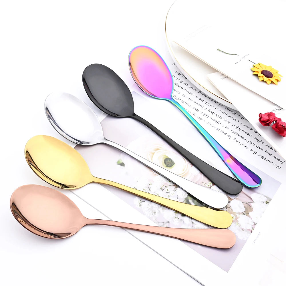 5-Piece Stainless Steel Serving Utensil Set | Buffet Flatware | 7 Colors