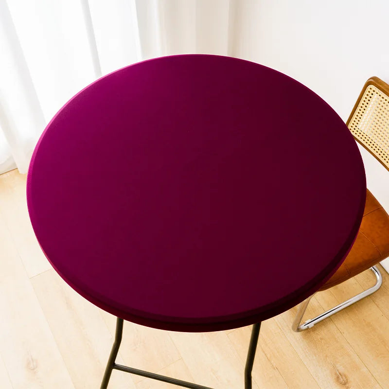 Spandex Stretch Cocktail Table Top Cover Fitted Round Tablecloth Elastic Edge Table Topper Cap for Dining Wedding Party Picnic