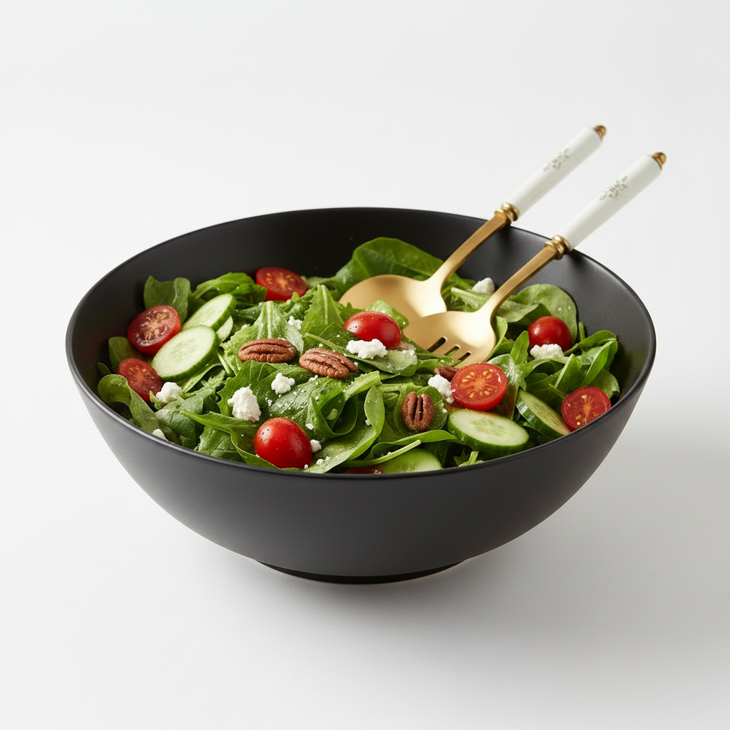 Black decorative salad serving bowl