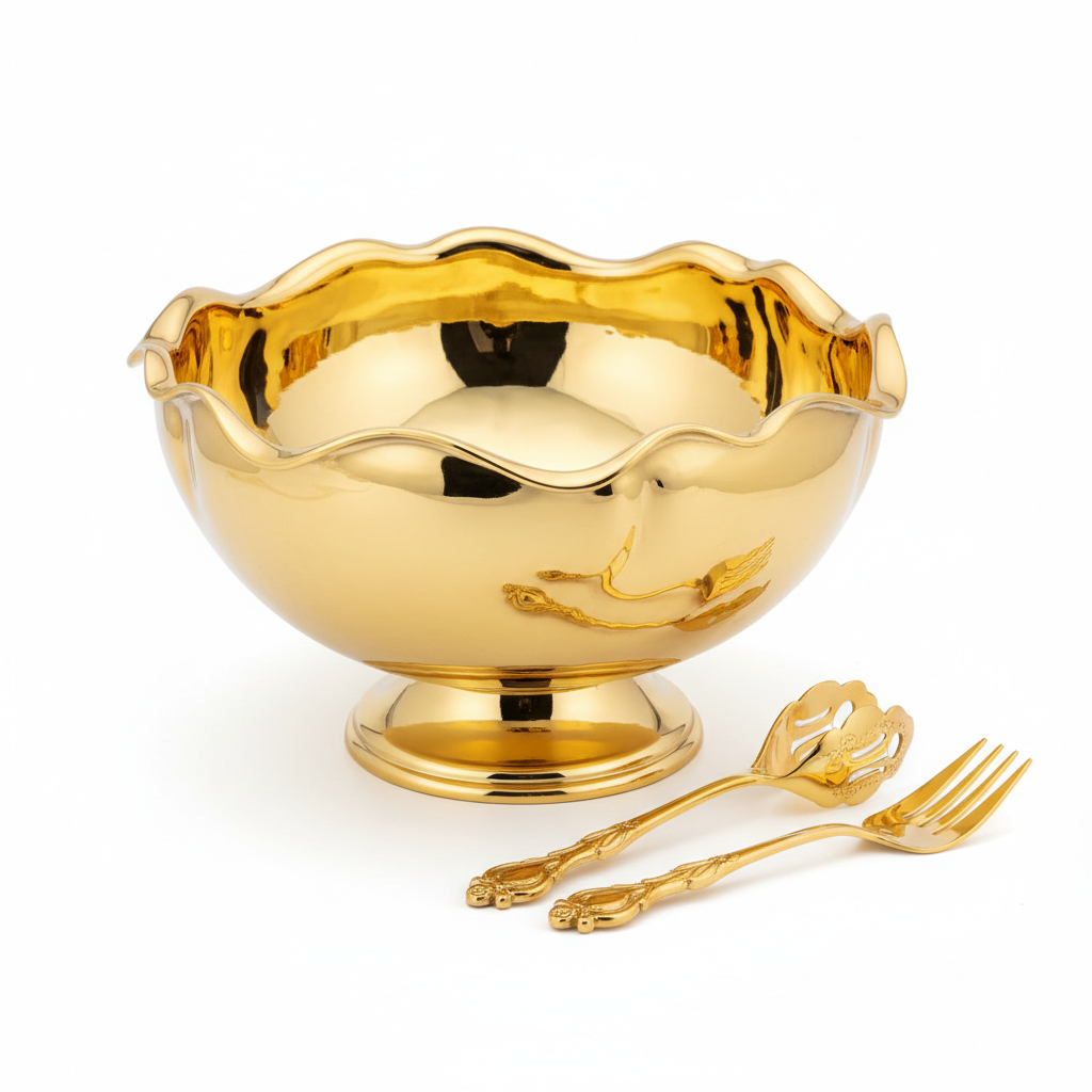 Gold decorative salad serving bowl