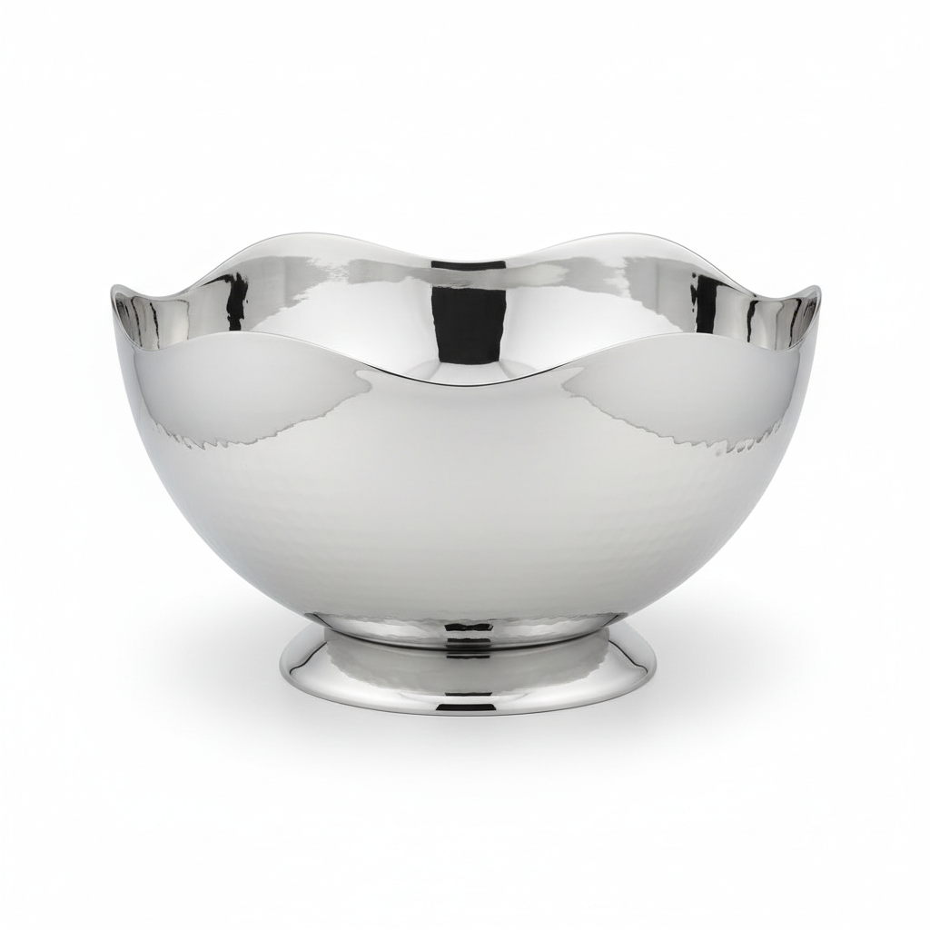Silver decorative salad serving bowl