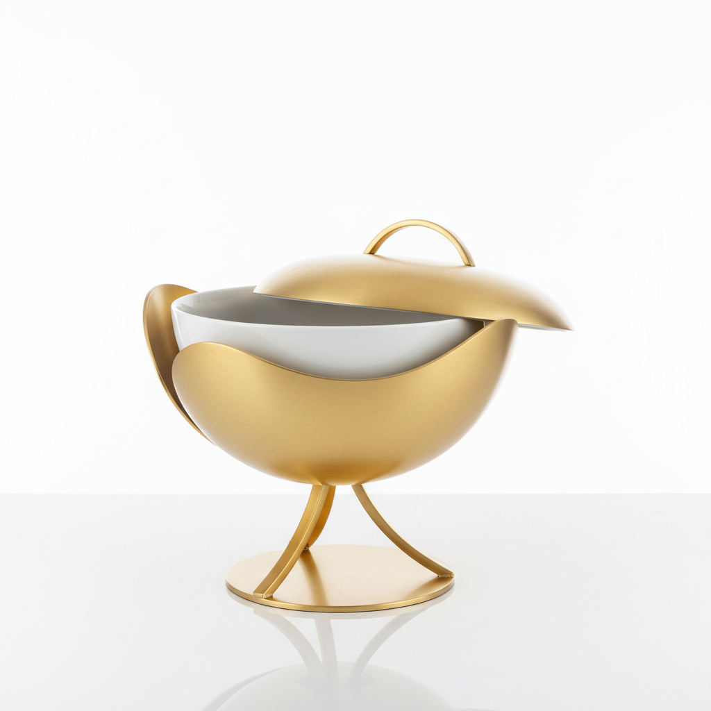 Modern brushed gold chafing bowl