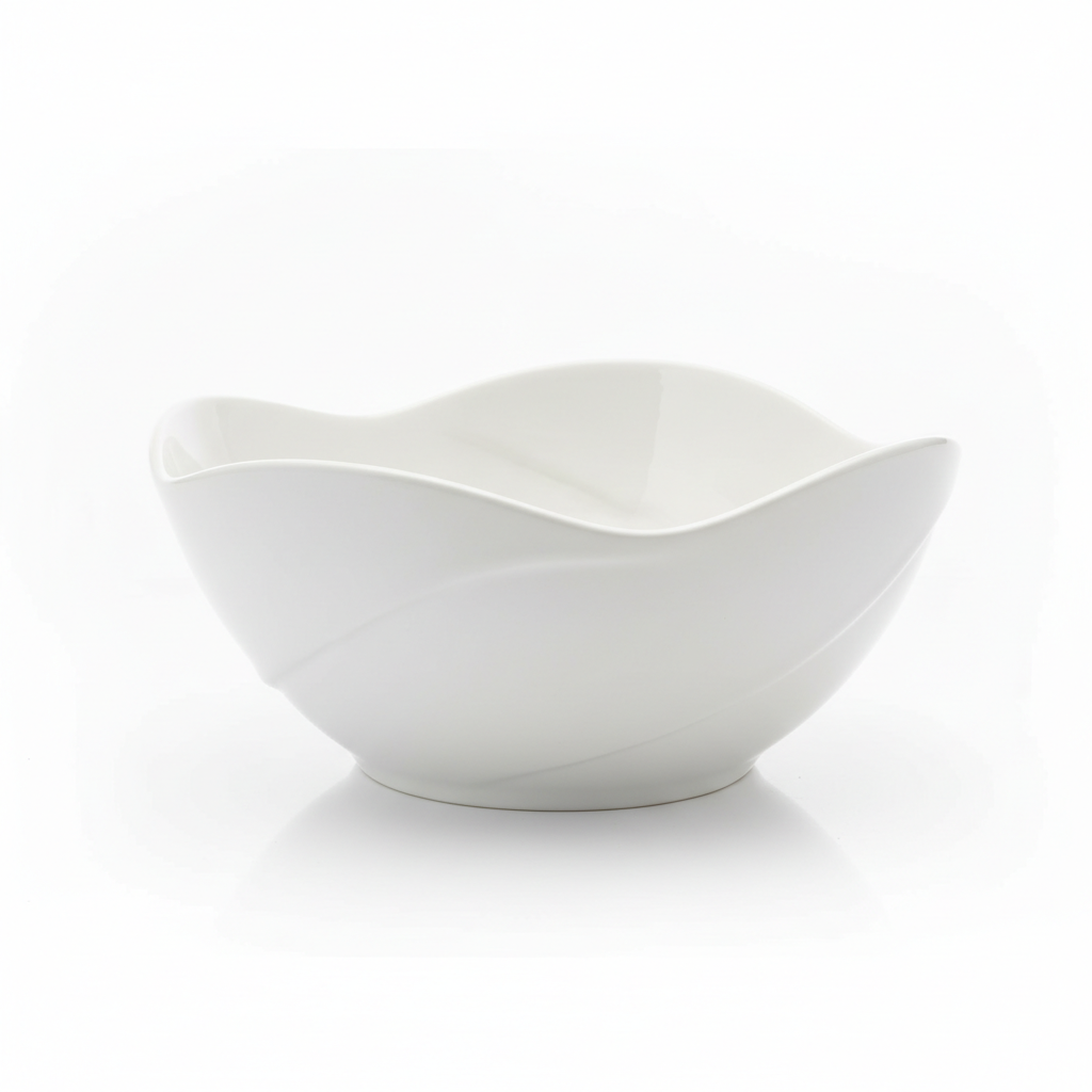 White decorative salad serving bowl