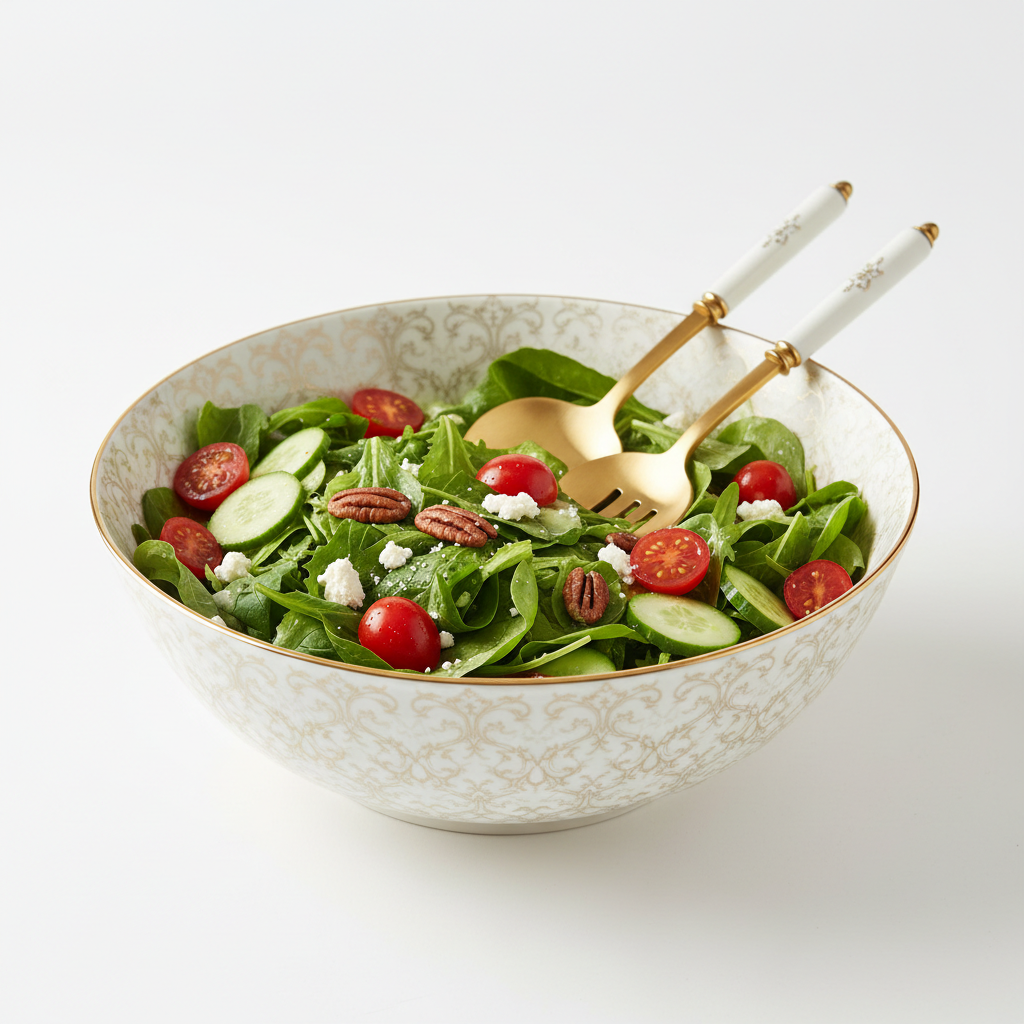 Large decorative salad serving bowl for 6-10 people