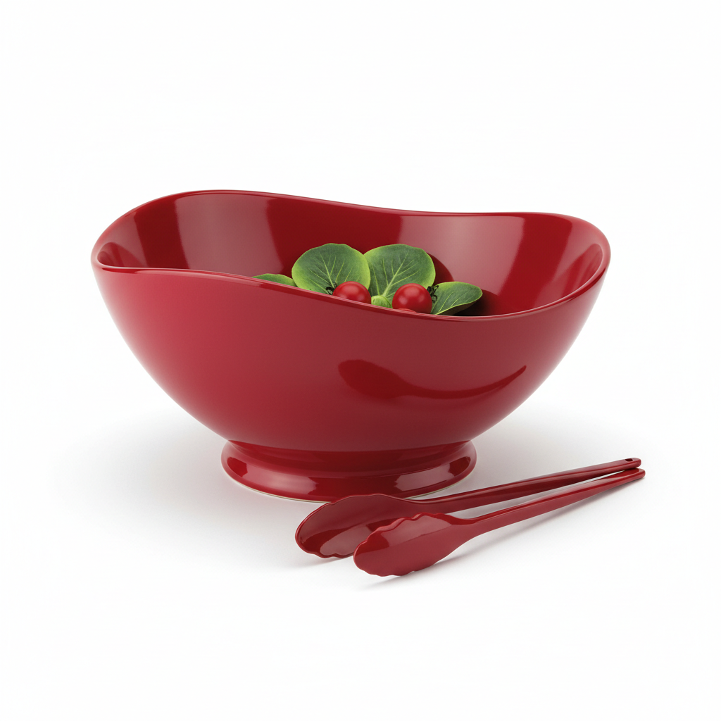 Red decorative salad serving bowl